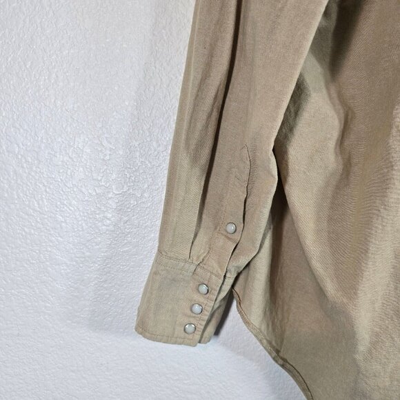 Wrangler Pearl Snap Button Up Shirt Men 1X Western Vintage Tan Horse Country - Picture 10 of 14